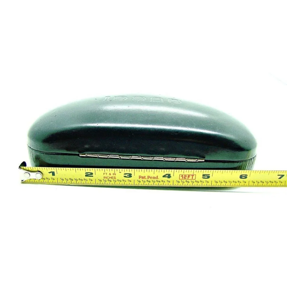 Gucci Sunglasses Hard Clam Shell Eye Glasses Case Black Embossed Logo M/L Size
